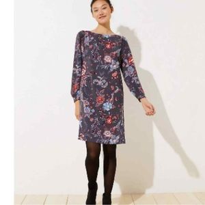 NWOT LOFT gray with pink/blue floral sheath dress